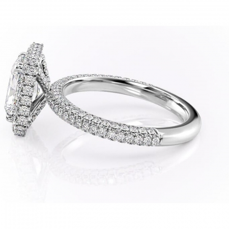 Inel de logodnă Nerina din aur Alb 18kt cu moissanite tăietură radiantă – Halo rafinată pentru profil înalt | Personalizează și configurează gratuit online [5]