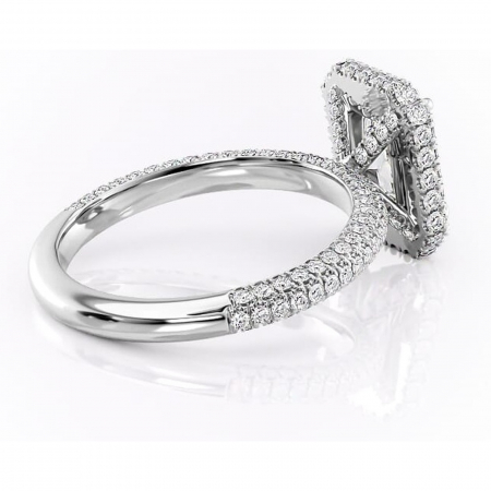Inel de logodnă Nerina din aur Alb 18kt cu moissanite tăietură radiantă – Halo rafinată pentru profil înalt | Personalizează și configurează gratuit online [2]