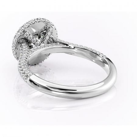 Inel de logodnă Nerina din aur Alb 14kt cu moissanite tăietură rotundă – Halo rafinată pentru profil înalt | Personalizează și configurează gratuit online [3]