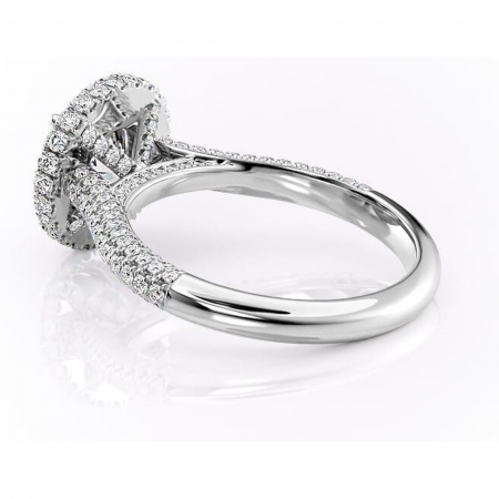 Inel de logodnă Nerina din aur Alb 14kt cu moissanite tăietură rotundă – Halo rafinată pentru profil înalt | Personalizează și configurează gratuit online [4]