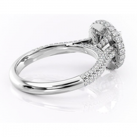 Inel de logodnă Nerina din aur Alb 14kt cu moissanite tăietură rotundă – Halo rafinată pentru profil înalt | Personalizează și configurează gratuit online [2]