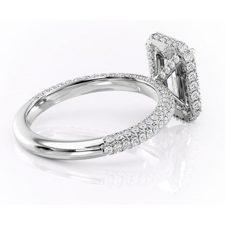 Inel de logodnă Nerina din aur Alb 14kt cu moissanite tăietură smarald – Halo rafinată pentru profil înalt | Personalizează și configurează gratuit online [2]