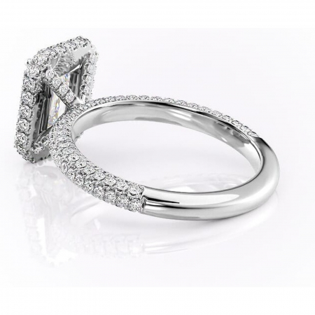 Inel de logodnă Nerina din aur Alb 14kt cu moissanite tăietură smarald – Halo rafinată pentru profil înalt | Personalizează și configurează gratuit online [4]