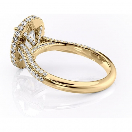 Inel de logodnă Nerina din aur Galben 18kt cu moissanite tăietură ovală – Halo rafinată pentru profil înalt | Personalizează și configurează gratuit online [4]
