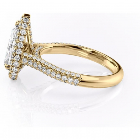 Inel de logodnă Nerina din aur Galben 18kt cu moissanite tăietură pară – Halo rafinată pentru profil înalt | Personalizează și configurează gratuit online [5]