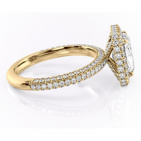 Inel de logodnă Nerina din aur Galben 18kt cu moissanite tăietură radiantă – Halo rafinată pentru profil înalt | Personalizează și configurează gratuit online [1]