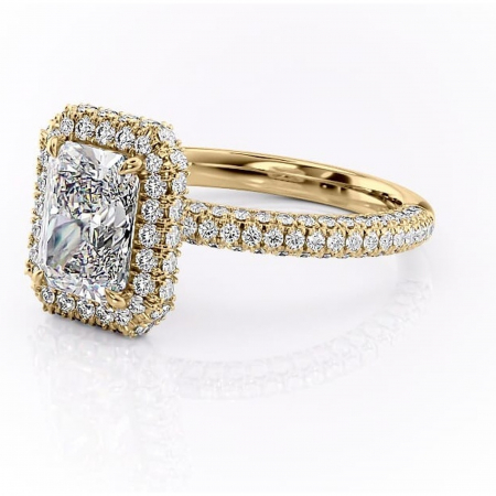 Inel de logodnă Nerina din aur Galben 18kt cu moissanite tăietură radiantă – Halo rafinată pentru profil înalt | Personalizează și configurează gratuit online [6]
