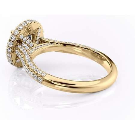 Inel de logodnă Nerina din aur Galben 14kt cu moissanite tăietură rotundă – Halo rafinată pentru profil înalt | Personalizează și configurează gratuit online [4]