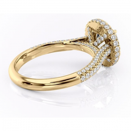 Inel de logodnă Nerina din aur Galben 14kt cu moissanite tăietură rotundă – Halo rafinată pentru profil înalt | Personalizează și configurează gratuit online [2]