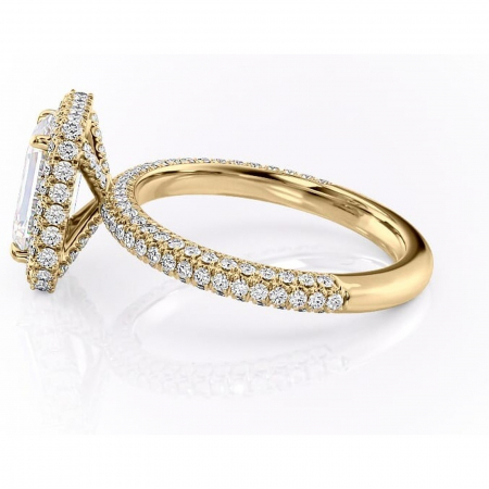Inel de logodnă Nerina din aur Galben 18kt cu moissanite tăietură smarald – Halo rafinată pentru profil înalt | Personalizează și configurează gratuit online [5]