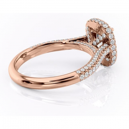 Inel de logodnă Nerina din aur Rose 14kt cu moissanite tăietură pernă – Halo rafinată pentru profil înalt | Personalizează și configurează gratuit online [2]