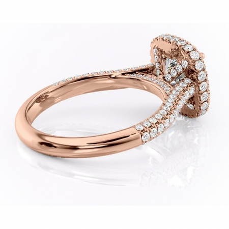Inel de logodnă Nerina din aur Rose 18kt cu moissanite tăietură pernă – Halo rafinată pentru profil înalt | Personalizează și configurează gratuit online [2]