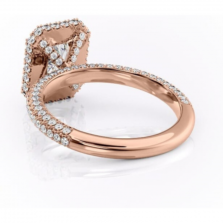 Inel de logodnă Nerina din aur Rose 14kt cu moissanite tăietură radiantă – Halo rafinată pentru profil înalt | Personalizează și configurează gratuit online [3]