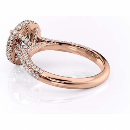 Inel de logodnă Nerina din aur Rose 14kt cu moissanite tăietură rotundă – Halo rafinată pentru profil înalt | Personalizează și configurează gratuit online [4]