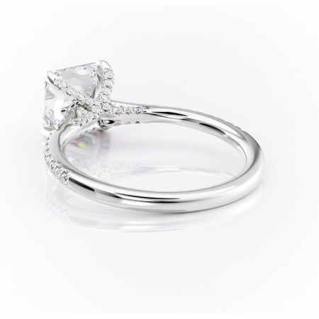 Inel de logodnă Noa din aur Alb 14kt cu moissanite tăietură asscher – Montură pavé rafinată pentru profil înalt | Personalizează și configurează gratuit online [3]