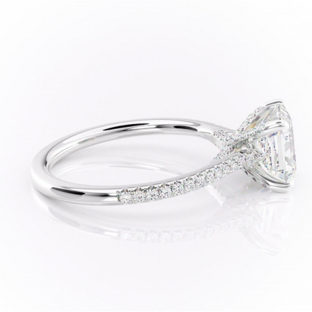 Inel de logodnă Noa din aur Alb 14kt cu moissanite tăietură asscher – Montură pavé rafinată pentru profil înalt | Personalizează și configurează gratuit online [1]