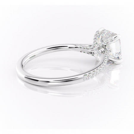 Inel de logodnă Noa din aur Alb 14kt cu moissanite tăietură asscher – Montură pavé rafinată pentru profil înalt | Personalizează și configurează gratuit online [2]