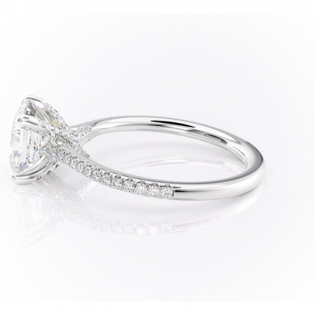 Inel de logodnă Noa din aur Alb 14kt cu moissanite tăietură asscher – Montură pavé rafinată pentru profil înalt | Personalizează și configurează gratuit online [5]