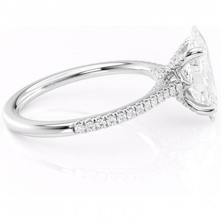 Inel de logodnă Noa din aur Alb 14kt cu moissanite tăietură marquise – Montură pavé rafinată pentru profil înalt | Personalizează și configurează gratuit online [1]