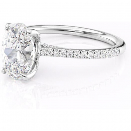 Inel de logodnă Noa din aur Alb 18kt cu moissanite tăietură ovală – Montură pavé rafinată pentru profil înalt | Personalizează și configurează gratuit online [6]