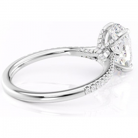 Inel de logodnă Noa din aur Alb 18kt cu moissanite tăietură ovală – Montură pavé rafinată pentru profil înalt | Personalizează și configurează gratuit online [2]