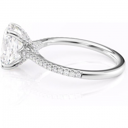 Inel de logodnă Noa din aur Alb 18kt cu moissanite tăietură ovală – Montură pavé rafinată pentru profil înalt | Personalizează și configurează gratuit online [5]