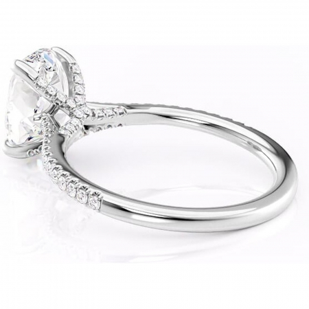 Inel de logodnă Noa din aur Alb 18kt cu moissanite tăietură ovală – Montură pavé rafinată pentru profil înalt | Personalizează și configurează gratuit online [4]