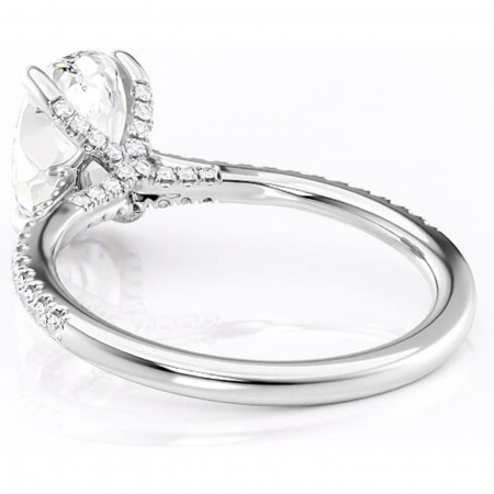 Inel de logodnă Noa din aur Alb 18kt cu moissanite tăietură ovală – Montură pavé rafinată pentru profil înalt | Personalizează și configurează gratuit online [3]