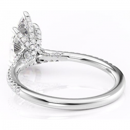 Inel de logodnă Noa din aur Alb 14kt cu moissanite tăietură pară – Montură pavé rafinată pentru profil înalt | Personalizează și configurează gratuit online [3]