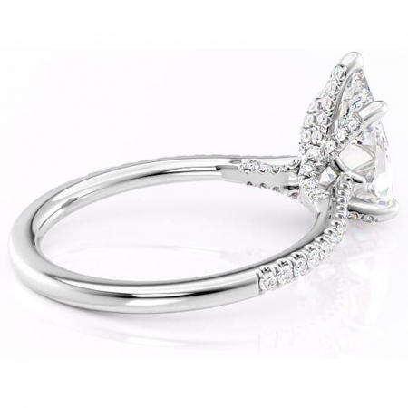 Inel de logodnă Noa din aur Alb 14kt cu moissanite tăietură pară – Montură pavé rafinată pentru profil înalt | Personalizează și configurează gratuit online [2]