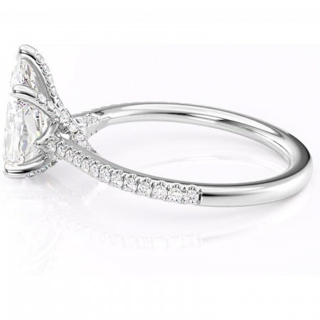 Inel de logodnă Noa din aur Alb 14kt cu moissanite tăietură pară – Montură pavé rafinată pentru profil înalt | Personalizează și configurează gratuit online [5]