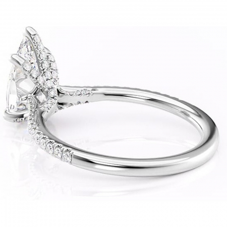 Inel de logodnă Noa din aur Alb 14kt cu moissanite tăietură pară – Montură pavé rafinată pentru profil înalt | Personalizează și configurează gratuit online [4]