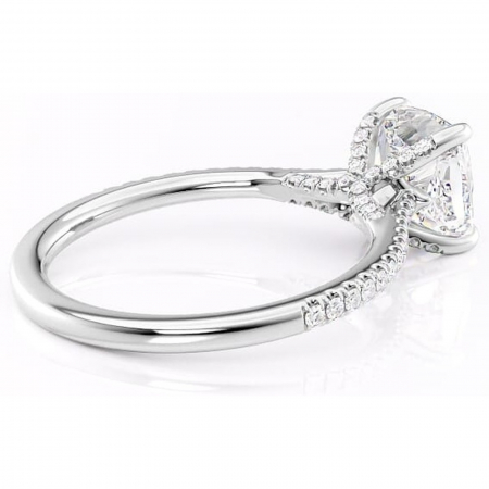 Inel de logodnă Noa din aur Alb 14kt cu moissanite tăietură pernă – Montură pavé rafinată pentru profil înalt | Personalizează și configurează gratuit online [2]