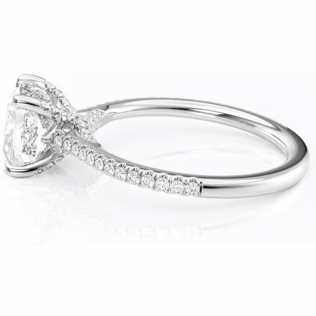 Inel de logodnă Noa din aur Alb 14kt cu moissanite tăietură pernă – Montură pavé rafinată pentru profil înalt | Personalizează și configurează gratuit online [5]