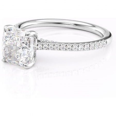 Inel de logodnă Noa din aur Alb 14kt cu moissanite tăietură pernă – Montură pavé rafinată pentru profil înalt | Personalizează și configurează gratuit online [6]