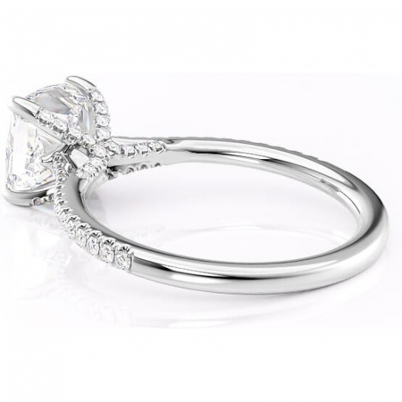 Inel de logodnă Noa din aur Alb 14kt cu moissanite tăietură pernă – Montură pavé rafinată pentru profil înalt | Personalizează și configurează gratuit online [4]