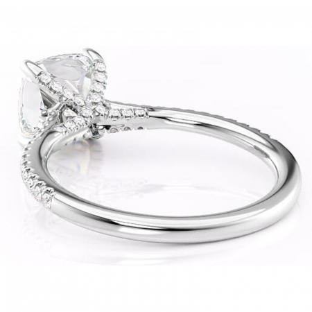 Inel de logodnă Noa din aur Alb 14kt cu moissanite tăietură pernă – Montură pavé rafinată pentru profil înalt | Personalizează și configurează gratuit online [3]