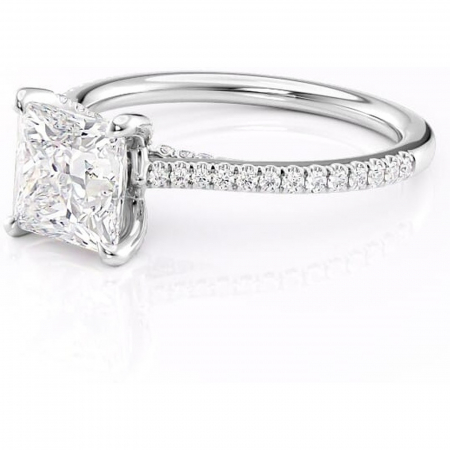 Inel de logodnă Noa din aur Alb 14kt cu moissanite tăietură princess – Montură pavé rafinată pentru profil înalt | Personalizează și configurează gratuit online [6]