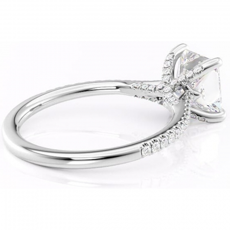 Inel de logodnă Noa din aur Alb 14kt cu moissanite tăietură princess – Montură pavé rafinată pentru profil înalt | Personalizează și configurează gratuit online [2]