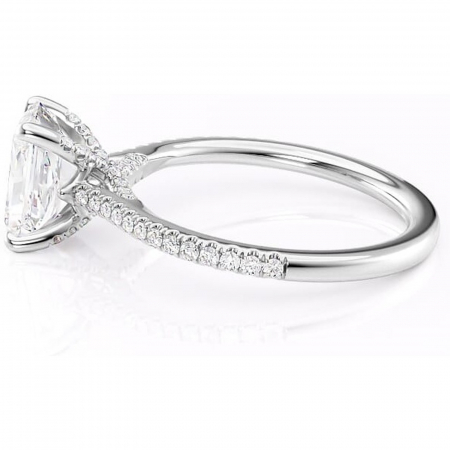 Inel de logodnă Noa din aur Alb 14kt cu moissanite tăietură radiantă – Montură pavé rafinată pentru profil înalt | Personalizează și configurează gratuit online [5]