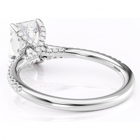 Inel de logodnă Noa din aur Alb 14kt cu moissanite tăietură radiantă – Montură pavé rafinată pentru profil înalt | Personalizează și configurează gratuit online [3]