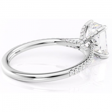 Inel de logodnă Noa din aur Alb 14kt cu moissanite tăietură radiantă – Montură pavé rafinată pentru profil înalt | Personalizează și configurează gratuit online [2]