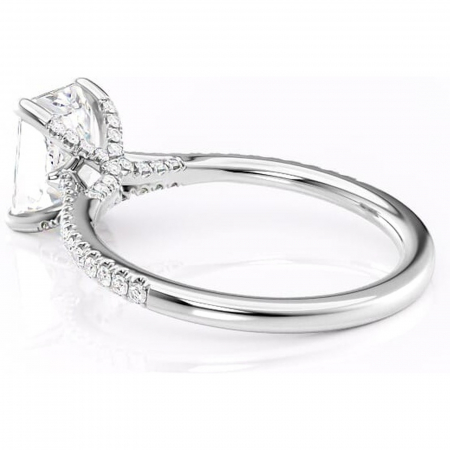 Inel de logodnă Noa din aur Alb 14kt cu moissanite tăietură radiantă – Montură pavé rafinată pentru profil înalt | Personalizează și configurează gratuit online [4]