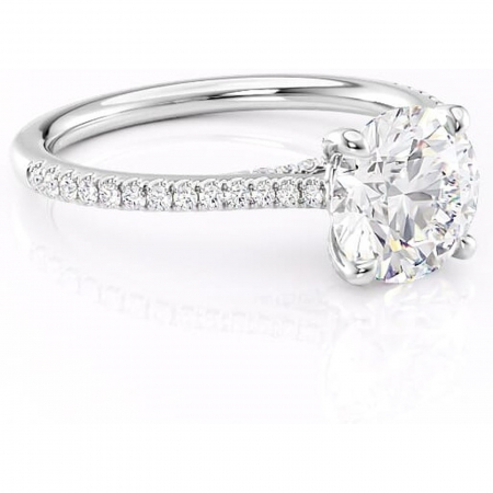 Accent - Inel de logodnă Noa din aur Alb 14kt cu moissanite tăietură rotundă – Montură pavé rafinată pentru profil înalt | Personalizează și configurează gratuit online