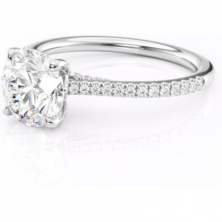 Inel de logodnă Noa din aur Alb 14kt cu moissanite tăietură rotundă – Montură pavé rafinată pentru profil înalt | Personalizează și configurează gratuit online [6]