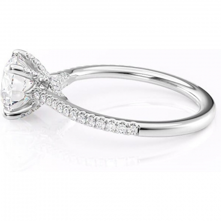 Inel de logodnă Noa din aur Alb 14kt cu moissanite tăietură rotundă – Montură pavé rafinată pentru profil înalt | Personalizează și configurează gratuit online [5]