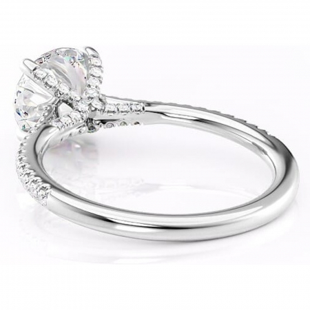 Inel de logodnă Noa din aur Alb 14kt cu moissanite tăietură rotundă – Montură pavé rafinată pentru profil înalt | Personalizează și configurează gratuit online [3]