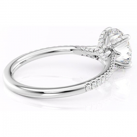 Inel de logodnă Noa din aur Alb 14kt cu moissanite tăietură rotundă – Montură pavé rafinată pentru profil înalt | Personalizează și configurează gratuit online [2]