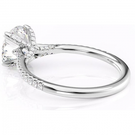 Inel de logodnă Noa din aur Alb 14kt cu moissanite tăietură rotundă – Montură pavé rafinată pentru profil înalt | Personalizează și configurează gratuit online [4]