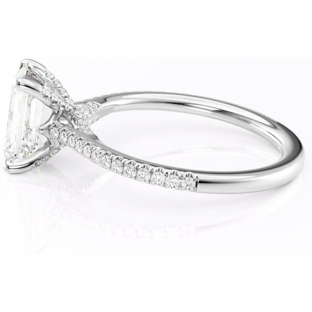 Inel de logodnă Noa din aur Alb 14kt cu moissanite tăietură smarald – Montură pavé rafinată pentru profil înalt | Personalizează și configurează gratuit online [5]